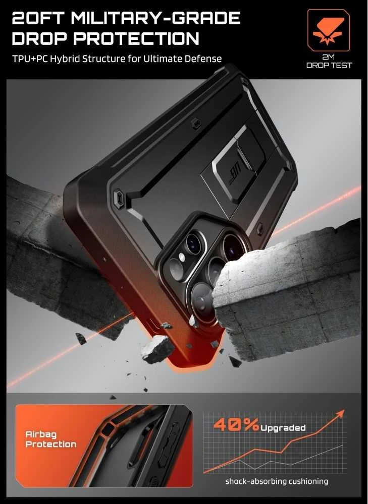 SupCase Unicorn Beetle Pro & apsauginis stiklas 2-pack Samsung Galaxy S26 Ultra dėklas juodos spalvos