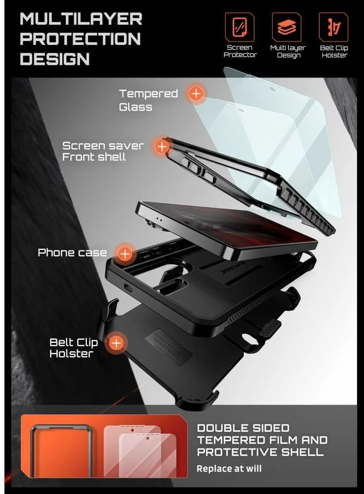 SupCase Unicorn Beetle Pro & apsauginis stiklas 2-pack Samsung Galaxy S26 Ultra dėklas juodos spalvos