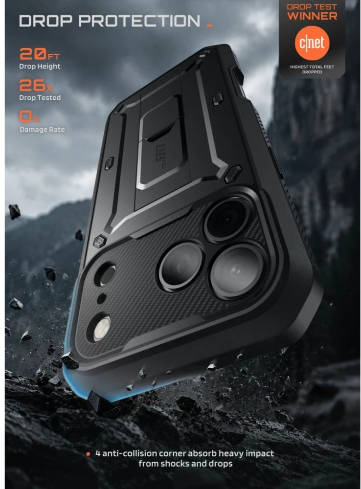 SupCase UNICORN BEETLE Pro iPhone 17 Pro Max / 18 Pro Max DĖKLAS Juodas