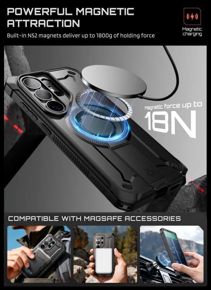 SupCase Unicorn Beetle Pro MAG MagSafe 2-set Samsung Galaxy S26 Ultra dėklas juodos spalvos