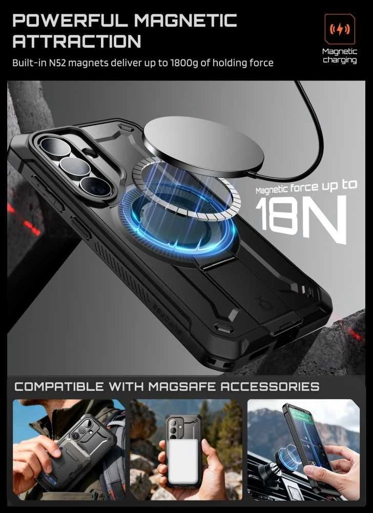 SupCase Unicorn Beetle Pro MAG MagSafe 2-set Samsung Galaxy S26 dėklas juodos spalvos