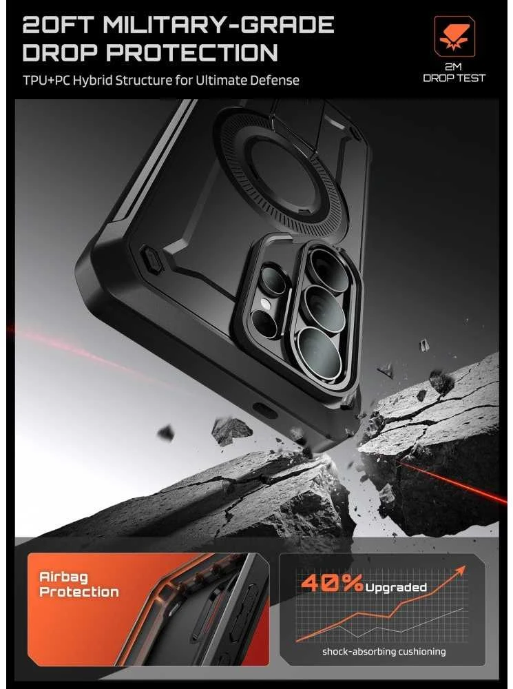 SupCase Unicorn Beetle Pro MAG MagSafe 2-set Samsung Galaxy S26 Ultra dėklas juodos spalvos