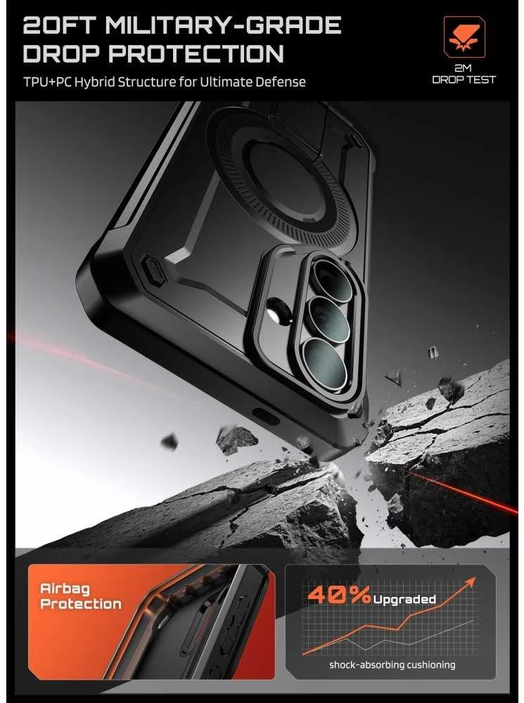SupCase Unicorn Beetle Pro MAG MagSafe 2-set Samsung Galaxy S26 dėklas juodos spalvos