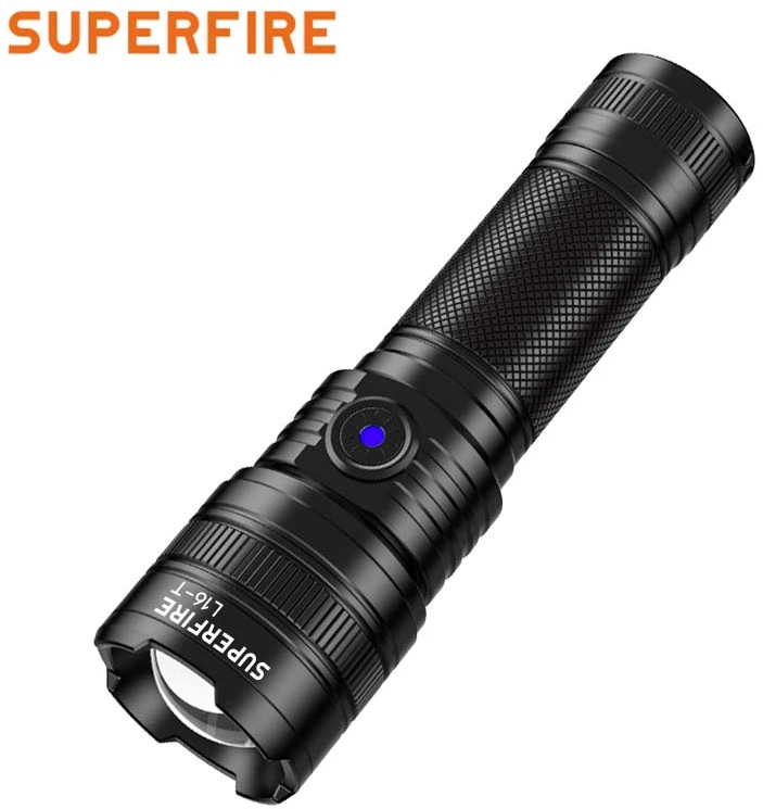 Superfire Žibintuvėlis L16-X, 400lm, fokusuojamas, įkraunamas USB C, 2x 18650 3400mAh, IP43