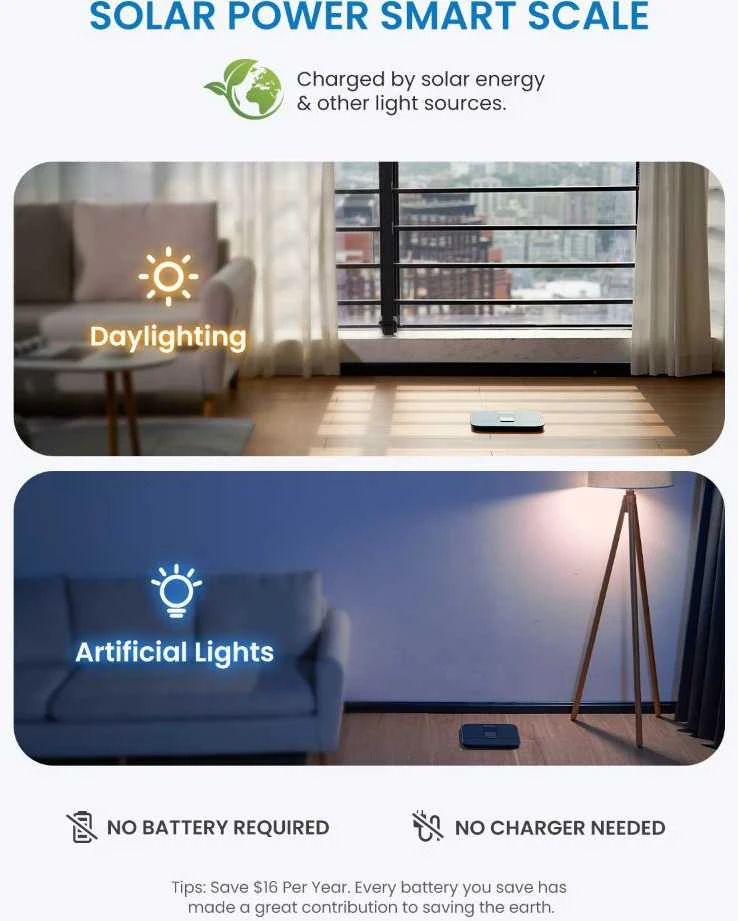Svarstyklės RENPHO Elis Solar 2 Smart Scale Juodas