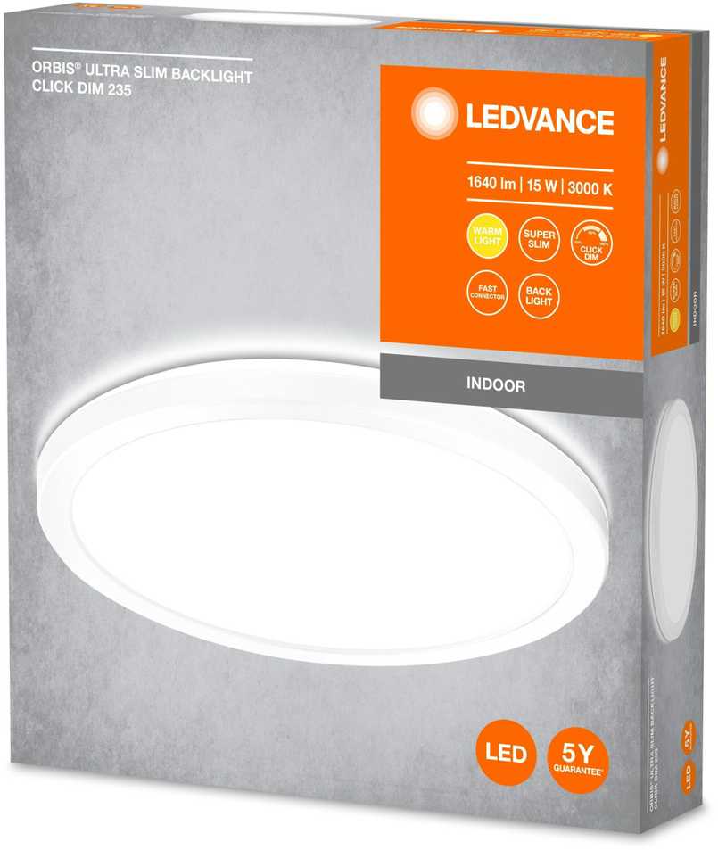 Sieninis šviestuvas Ledvance 15W LED plafonas ORBIS, baltas, 3000K, dimeriuojamas