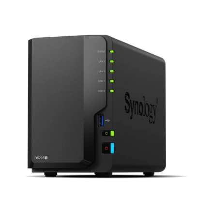 Serveris „Synology DS225+“ 2 skyrių NAS stacionarus diskas „Intel® Celeron® J4125“ 2 GB DDR4 „Synology DSM Juodas“ – tik „Synology“ kietasis diskas