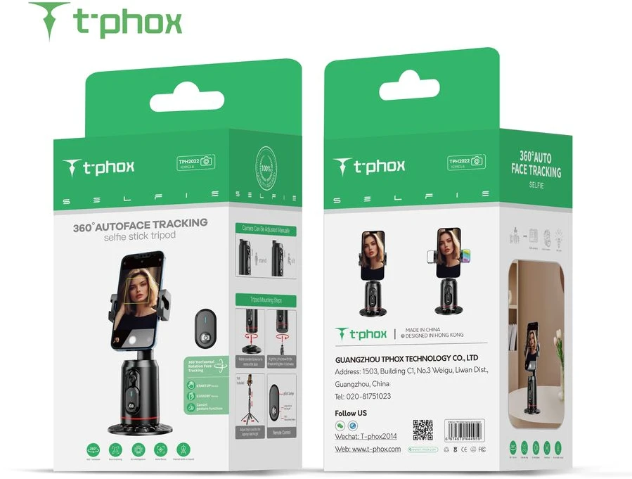 T-PHOX ICIRCLE GIMBAL/TRIKOJIS SU AI VEIDO SEKIMO FUNKCIJA 360° Juodas LAIKIKLIS