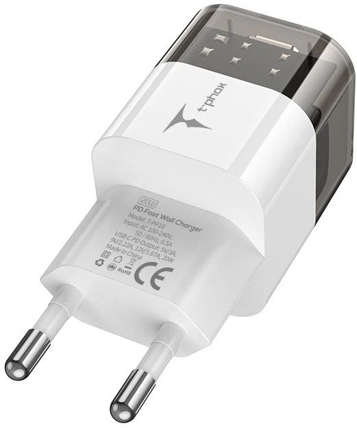 T-PHOX SIENINIS ĮKROVIKLIS T-PP10 20W USB-C Juodas
