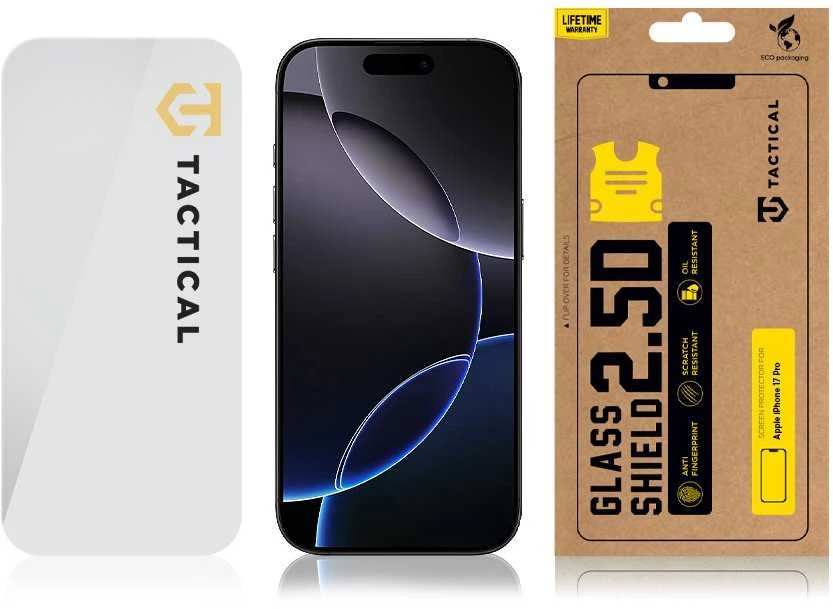 Tactical Apsauginis stiklas Shield 2.5D skirtas Apple iPhone 17 Pro Clear