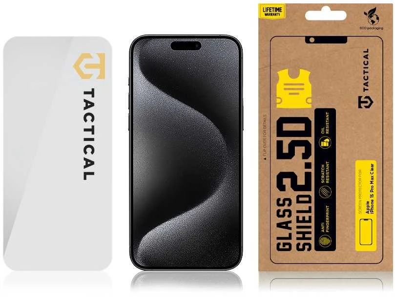 Tactical apsauginis stiklas Shield 2.5D Apple iPhone 15 Pro Max skaidrus