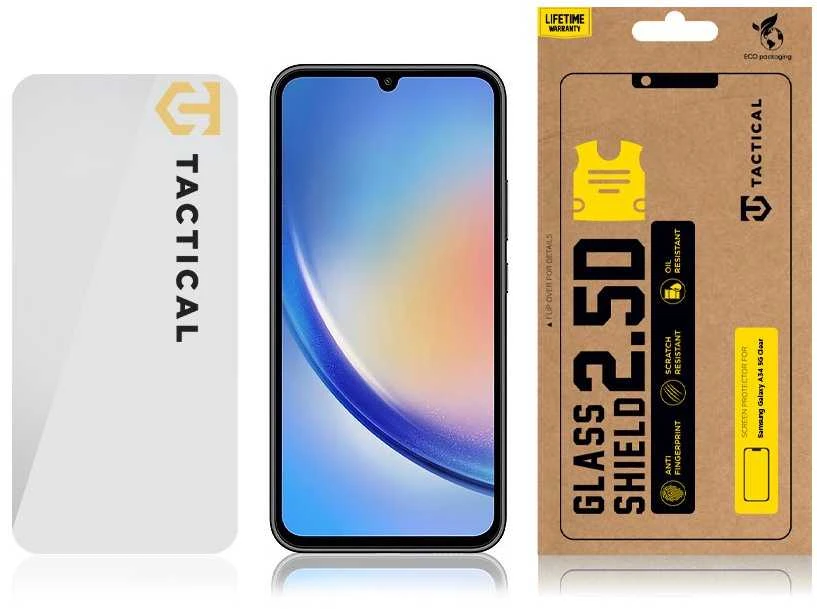 Tactical apsauginis stiklas Shield 2.5D skirtas Samsung Galaxy A34 5G skaidrus