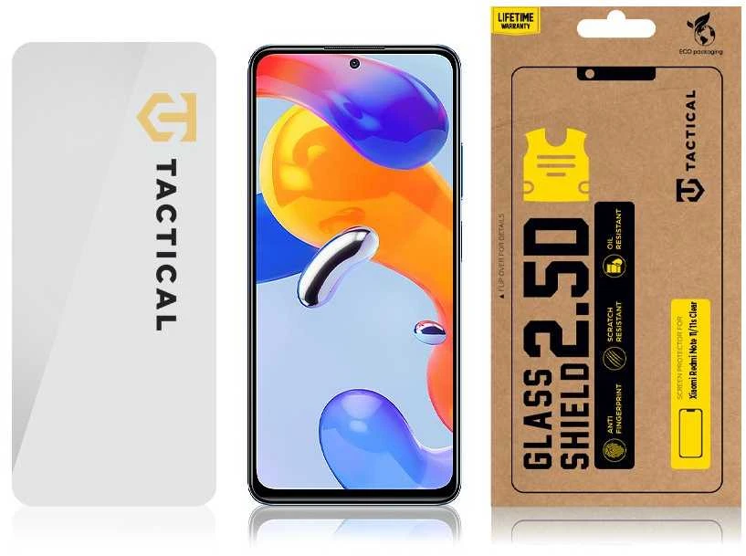 Tactical apsauginis stiklas Shield 2.5D skirtas Xiaomi Redmi Note 11/11s skaidrus