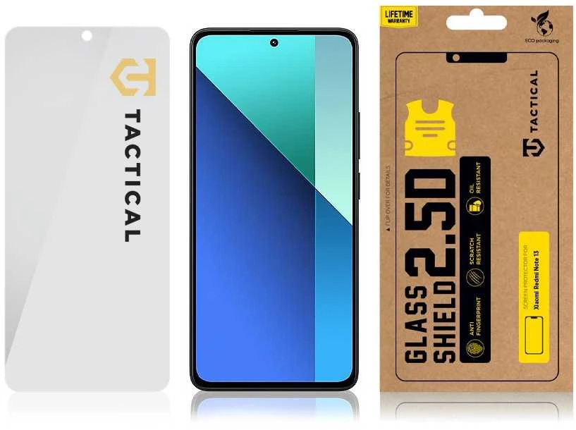 Tactical apsauginis stiklas Shield 2.5D skirtas Xiaomi Redmi Note 13 4G/5G skaidrus