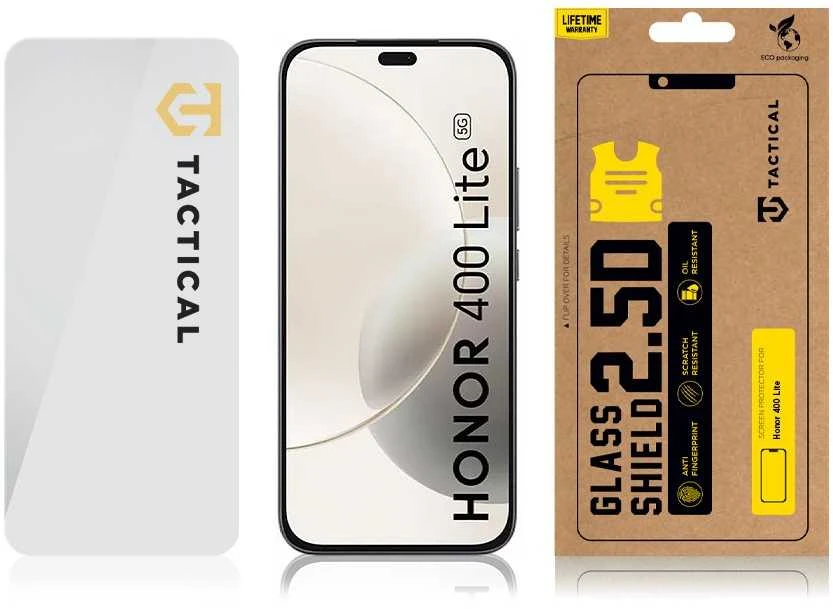 Tactical Apsauginis stiklas Shield 2.5D skirtas Honor 400 Lite skaidrus
