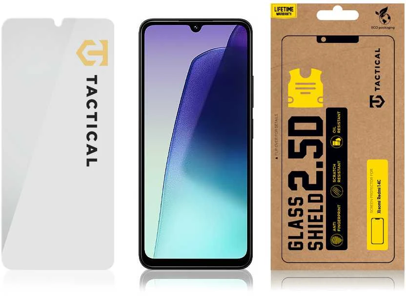 Tactical apsauginis stiklas Shield 2.5D skirtas Xiaomi Redmi 14C 4G/Poco C75 skaidrus
