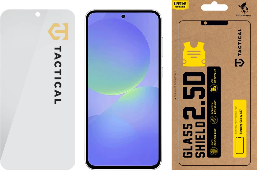 Tactical Apsauginis stiklas Shield 2.5D skirtas Samsung Galaxy A37 skaidrus