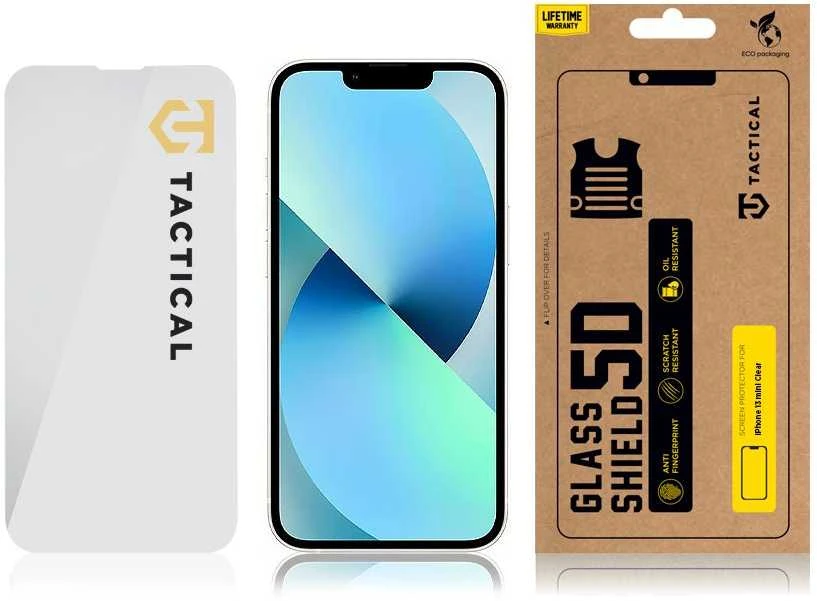 Tactical apsauginis stiklas Shield 2.5D skirtas Apple iPhone 13 mini skaidrus
