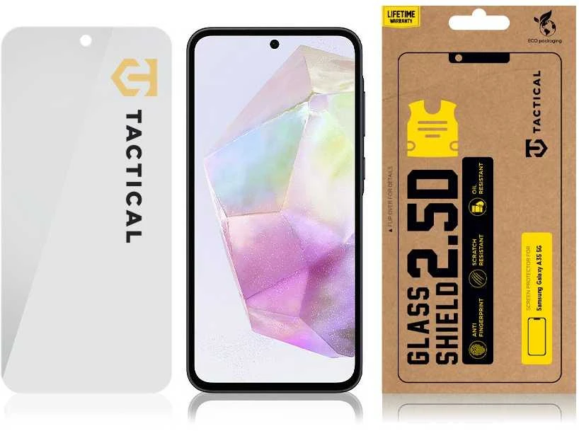 Tactical apsauginis stiklas Shield 2.5D skirtas Samsung Galaxy A35 5G skaidrus