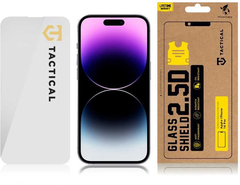 Tactical apsauginis stiklas Shield 2.5D skirtas Apple iPhone 14 Pro skaidrus