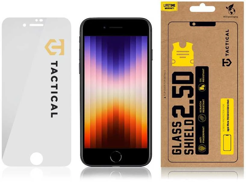 Tactical apsauginis stiklas Shield 2.5D skirtas Apple iPhone 7/8/SE2020/SE2022 skaidrus