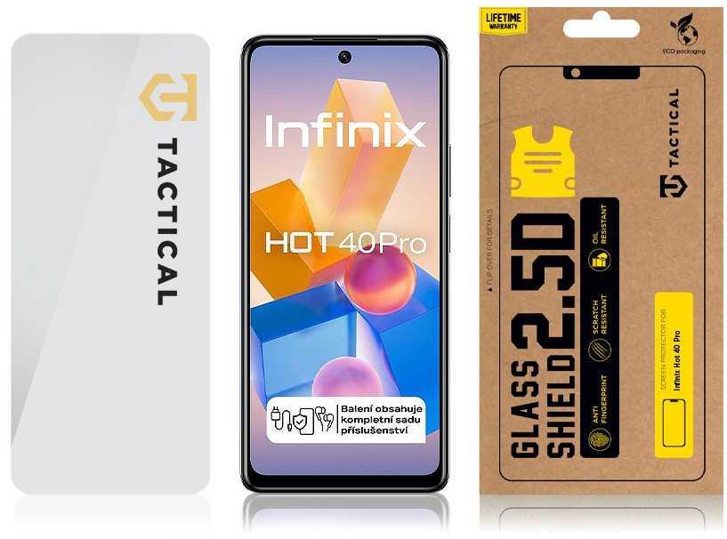 Tactical apsauginis stiklas Shield 2.5D skirtas Infinix Hot 40 Pro skaidrus