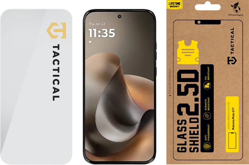 Tactical Apsauginis stiklas Shield 2.5D skirtas Motorola Moto G77 skaidrus