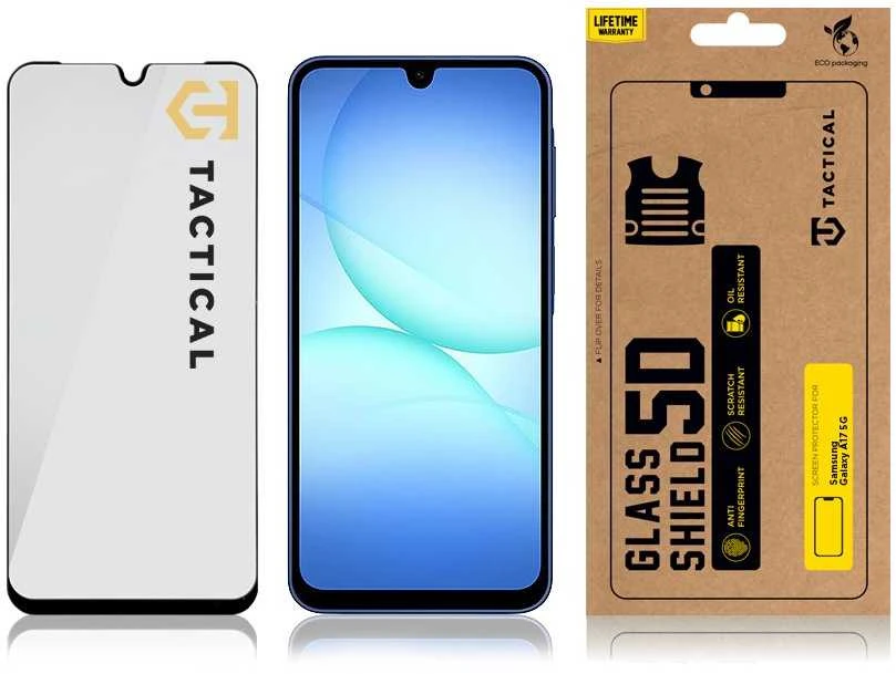 Tactical Apsauginis stiklas Shield 5D skirtas Samsung Galaxy A17 4G/5G juodos spalvos