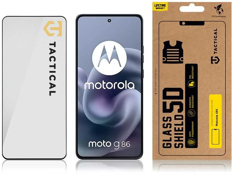 Tactical Apsauginis stiklas Shield 5D skirtas Motorola G86 juodos spalvos