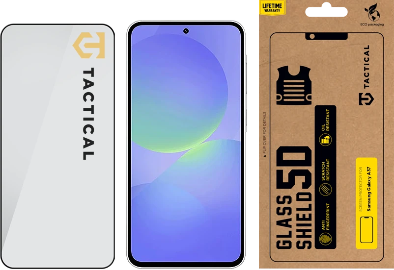 Tactical Apsauginis stiklas Shield 5D skirtas Samsung Galaxy A37 juodos spalvos