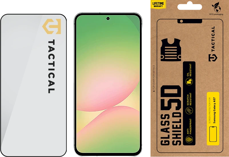 Tactical Apsauginis stiklas Shield 5D skirtas Samsung Galaxy A57 juodos spalvos