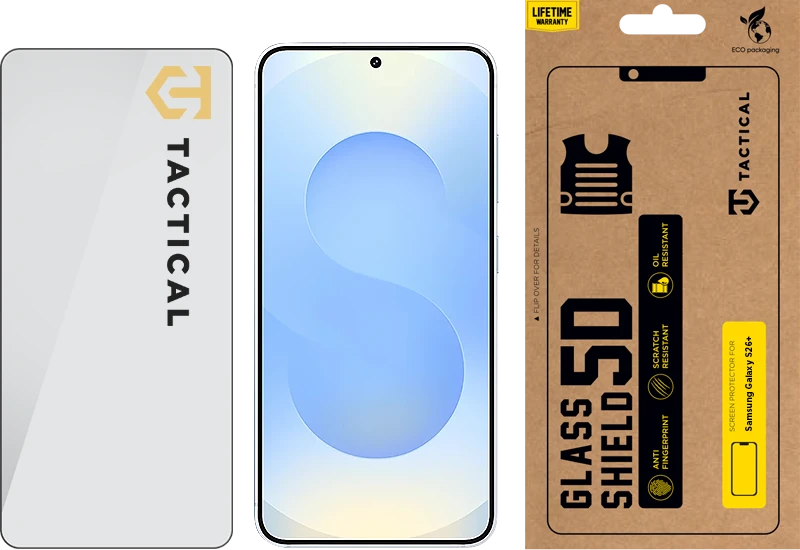 Tactical Apsauginis stiklas Shield 5D skirtas Samsung Galaxy S26+ Juodas