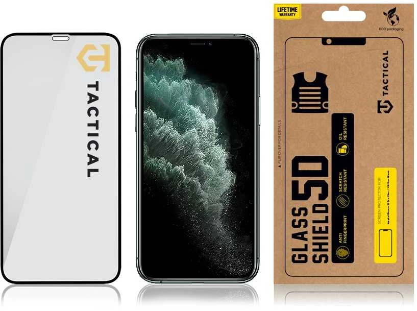 Tactical apsauginis stiklas Shield 5D skirtas Apple iPhone 11 Pro Max / XS Max su juodos spalvos krašteliu