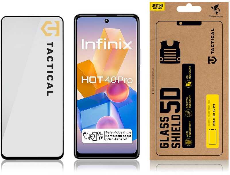 Tactical apsauginis stiklas Shield 5D skirtas Infinix Hot 40 Pro su juodos spalvos krašteliu