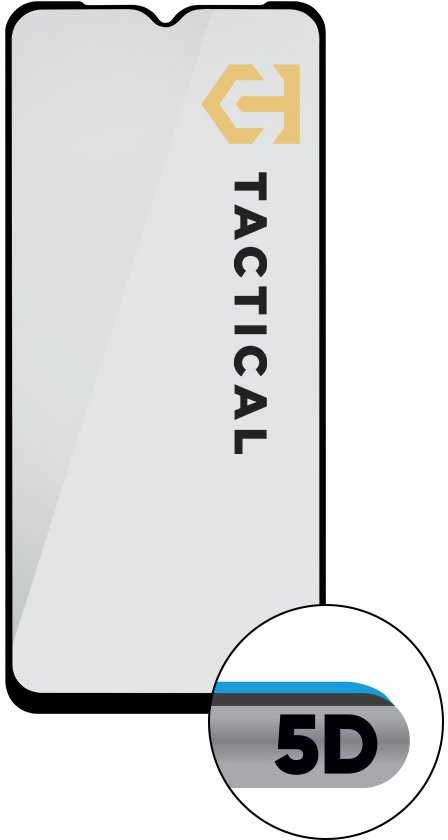 Tactical apsauginis stiklas Shield 5D skirtas Samsung Galaxy A14 4G su juodos spalvos krašteliu