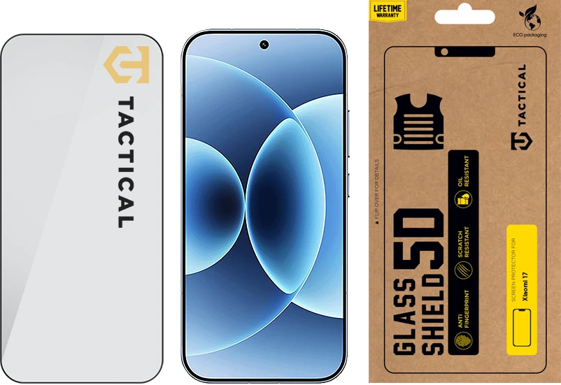 Tactical Apsauginis stiklas Shield 5D skirtas Xiaomi 17 juodos spalvos