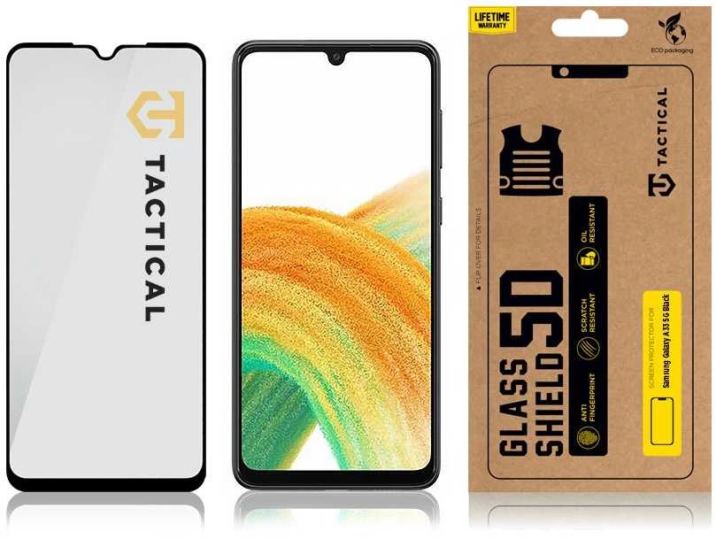 Tactical apsauginis stiklas Shield 5D skirtas Samsung Galaxy A33 5G su juodos spalvos krašteliu