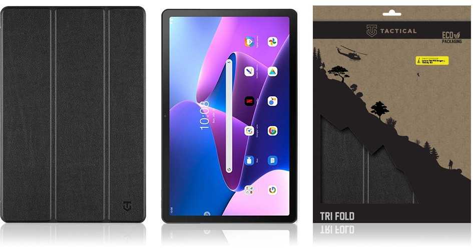 Tactical Book Tri Fold dėklas skirtas Lenovo Tab M10 (3-osios kartos). (TB-328) 10.1 juodos spalvos