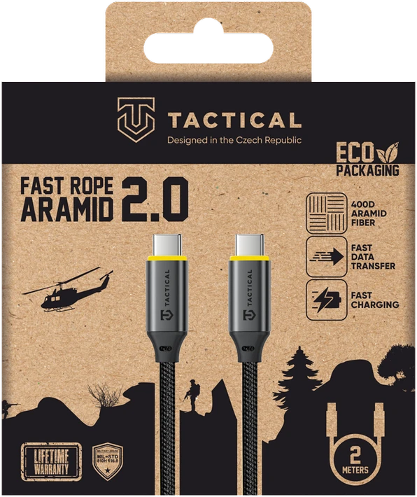„Tactical Fast Rope Aramid 2.0“ virvė su USB-C/USB-C 2m laidu