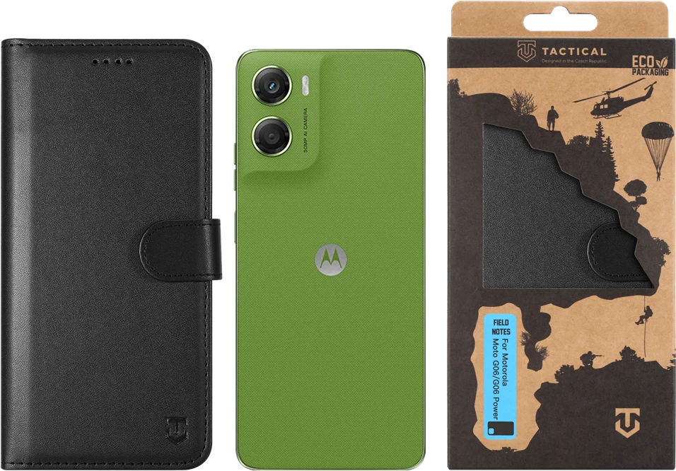 Tactical Field Notes dėklas skirtas Motorola Moto G06/G06 Power juodos spalvos
