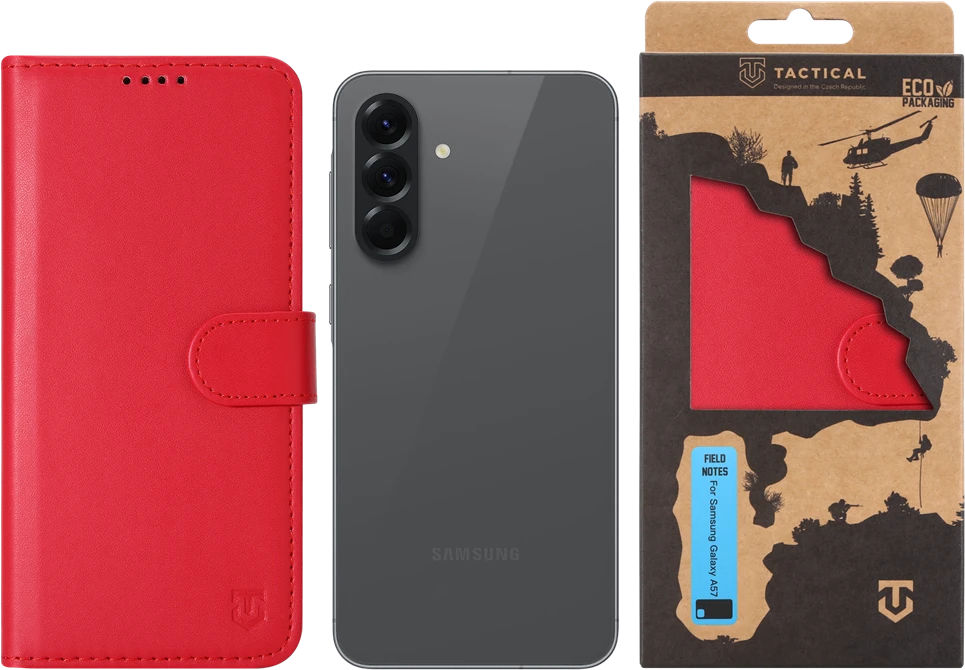 Tactical Field Notes dėklas skirtas Samsung Galaxy A57 raudonos spalvos