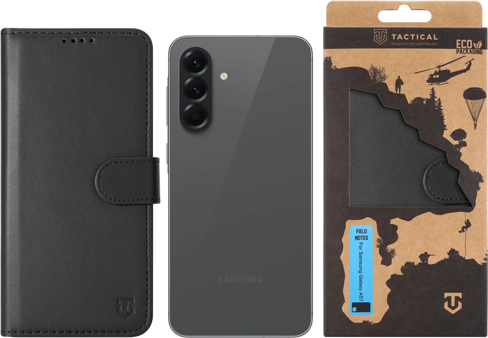 Tactical Field Notes dėklas skirtas Samsung Galaxy A57 juodos spalvos