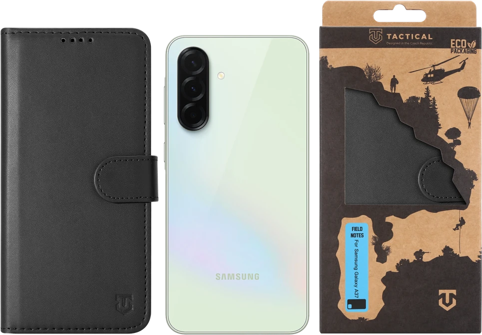 Tactical Field Notes dėklas skirtas Samsung Galaxy A37 juodos spalvos
