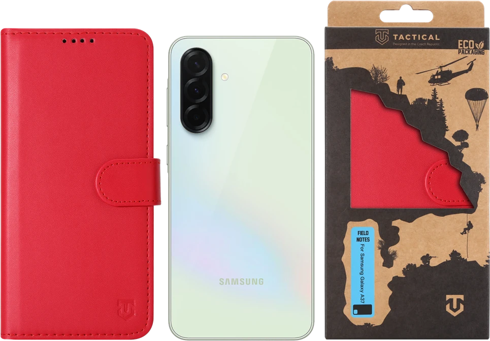 Tactical Field Notes dėklas skirtas Samsung Galaxy A37 raudonos spalvos