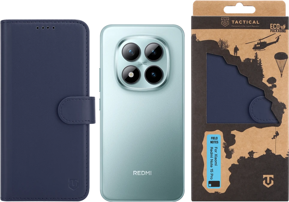 Tactical Field Notes dėklas skirtas Xiaomi Redmi Note 15 Pro mėlynos spalvos