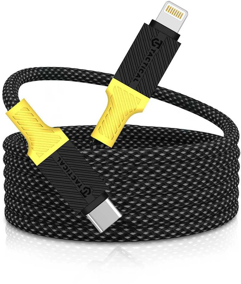 Tactical MagRope USB-C/Lightning 1m juodos ir geltonos spalvos