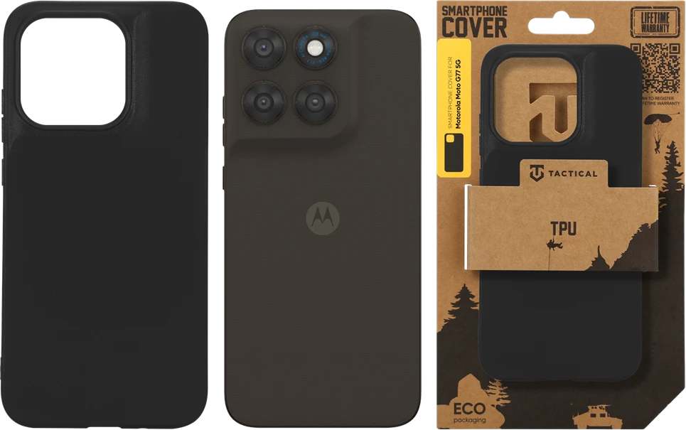 Tactical TPU dėklas skirtas Motorola Moto G77 5G juodos spalvos