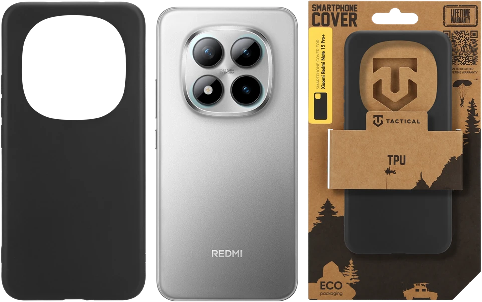Tactical TPU dėklas skirtas Xiaomi Redmi Note 15 Pro+ juodos spalvos