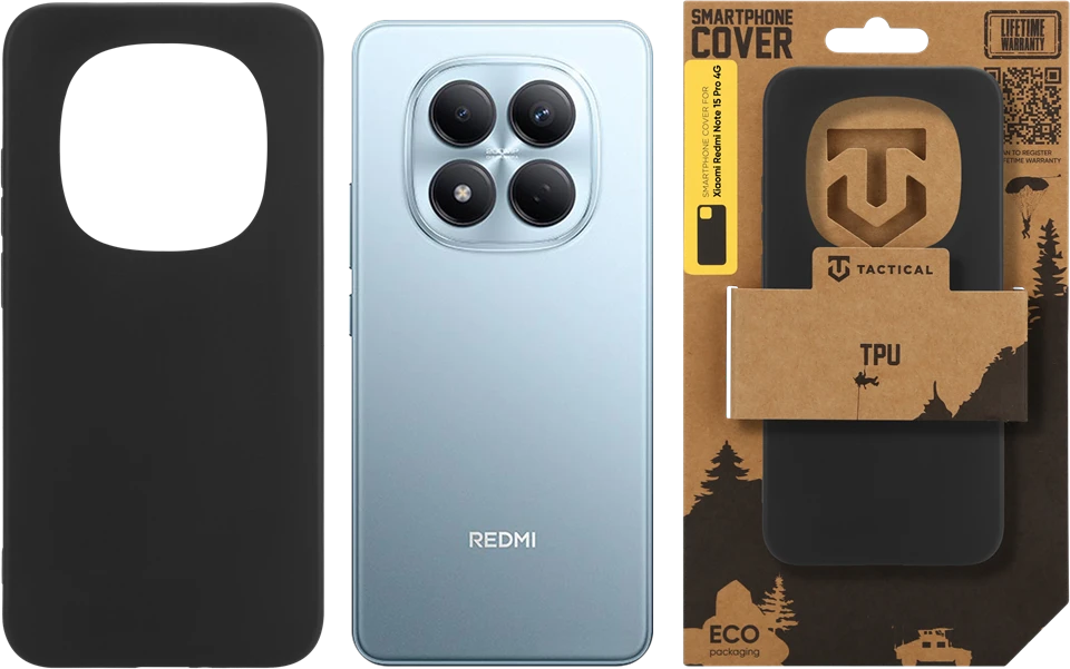 Tactical TPU dėklas skirtas Xiaomi Redmi Note 15 Pro 4G juodos spalvos