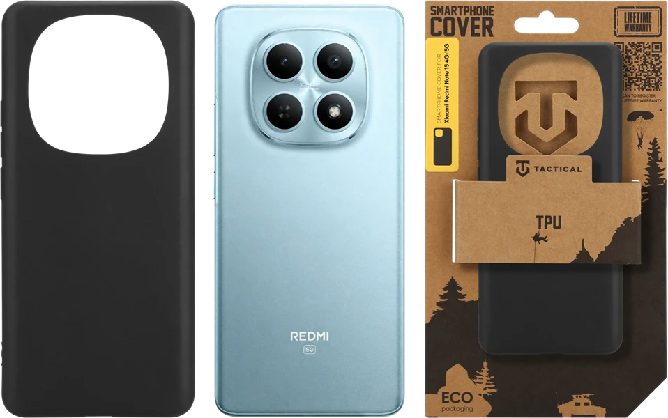 Tactical TPU dėklas skirtas Xiaomi Redmi Note 15 4G/5G juodos spalvos